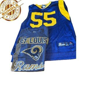 BUNDLE  St. Louis Rams Kids XL Blue Yellow‎ #55 LAURINAITIS Jersey & men L Tee